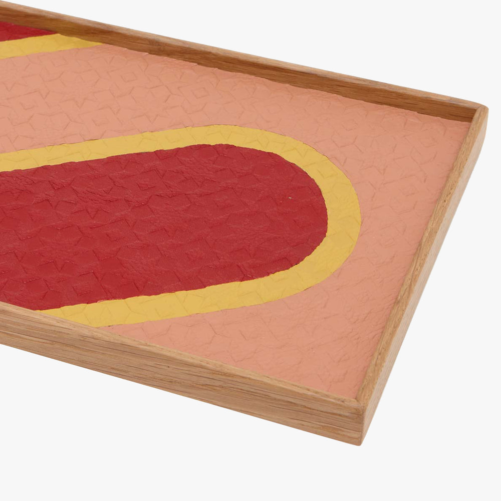 Red and Pink Tray - Light Wood