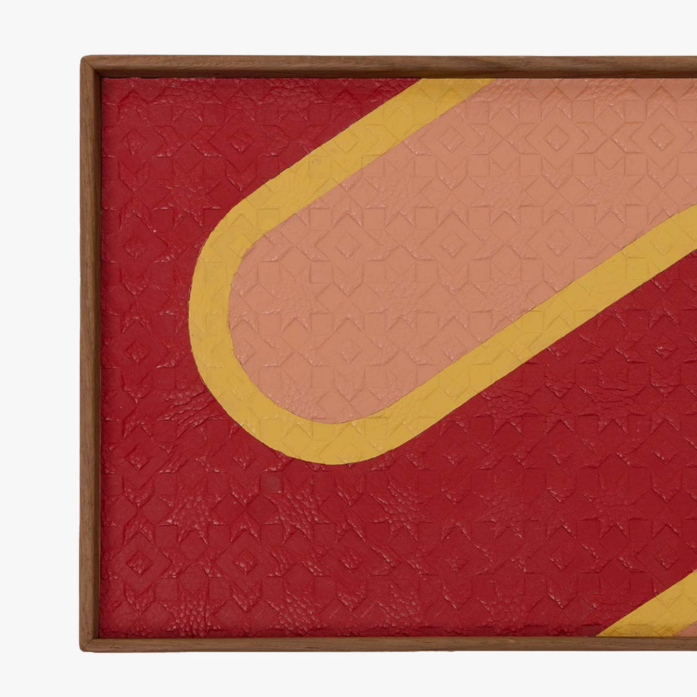 Red and Pink Tray - Dark Wood