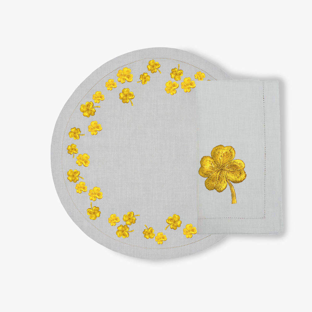 Set de Table Rond Trèfles d'Or - Perle