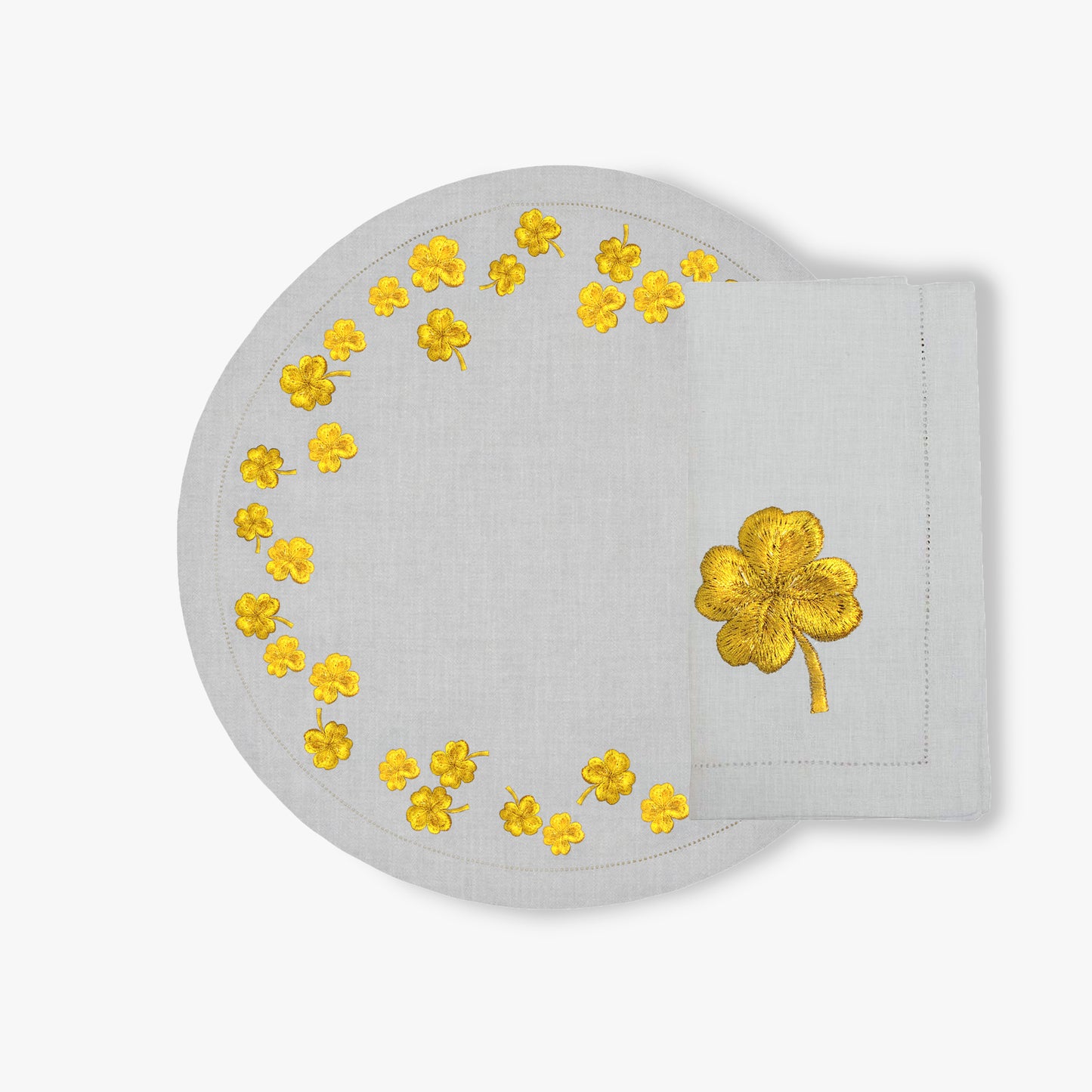 
                  
                    Golden Clover Round Placemat - Pearl
                  
                
