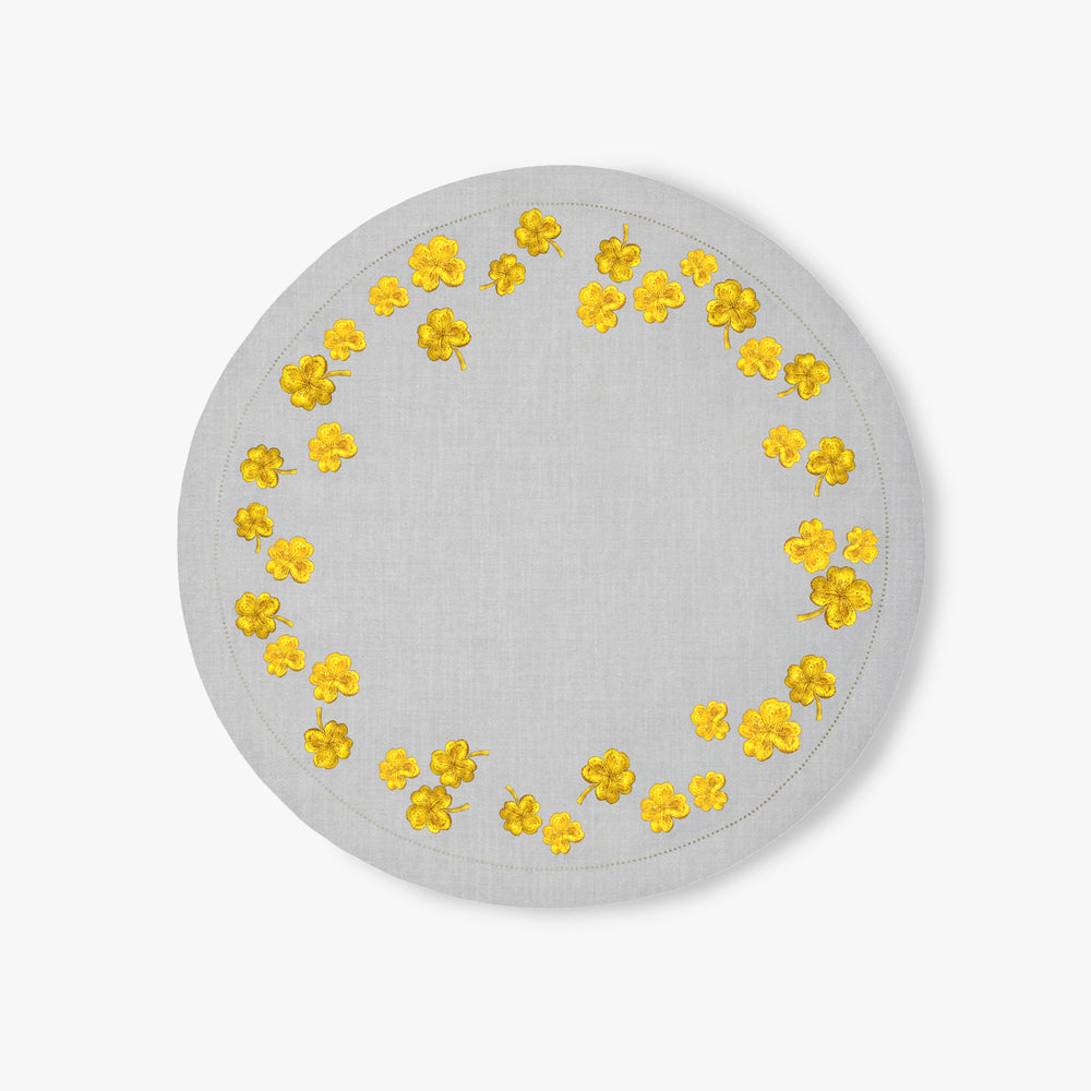 Golden Clover Round Placemat - Pearl