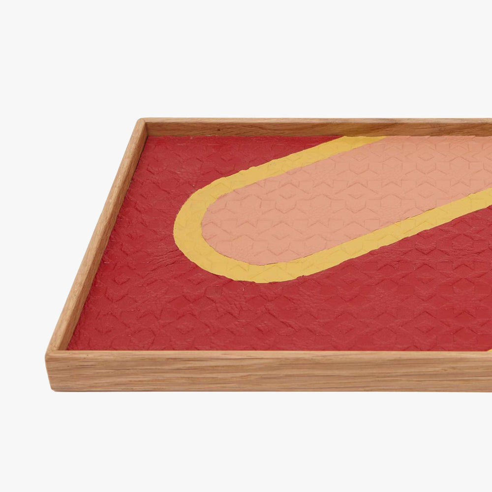 Red and Pink Tray - Light Wood