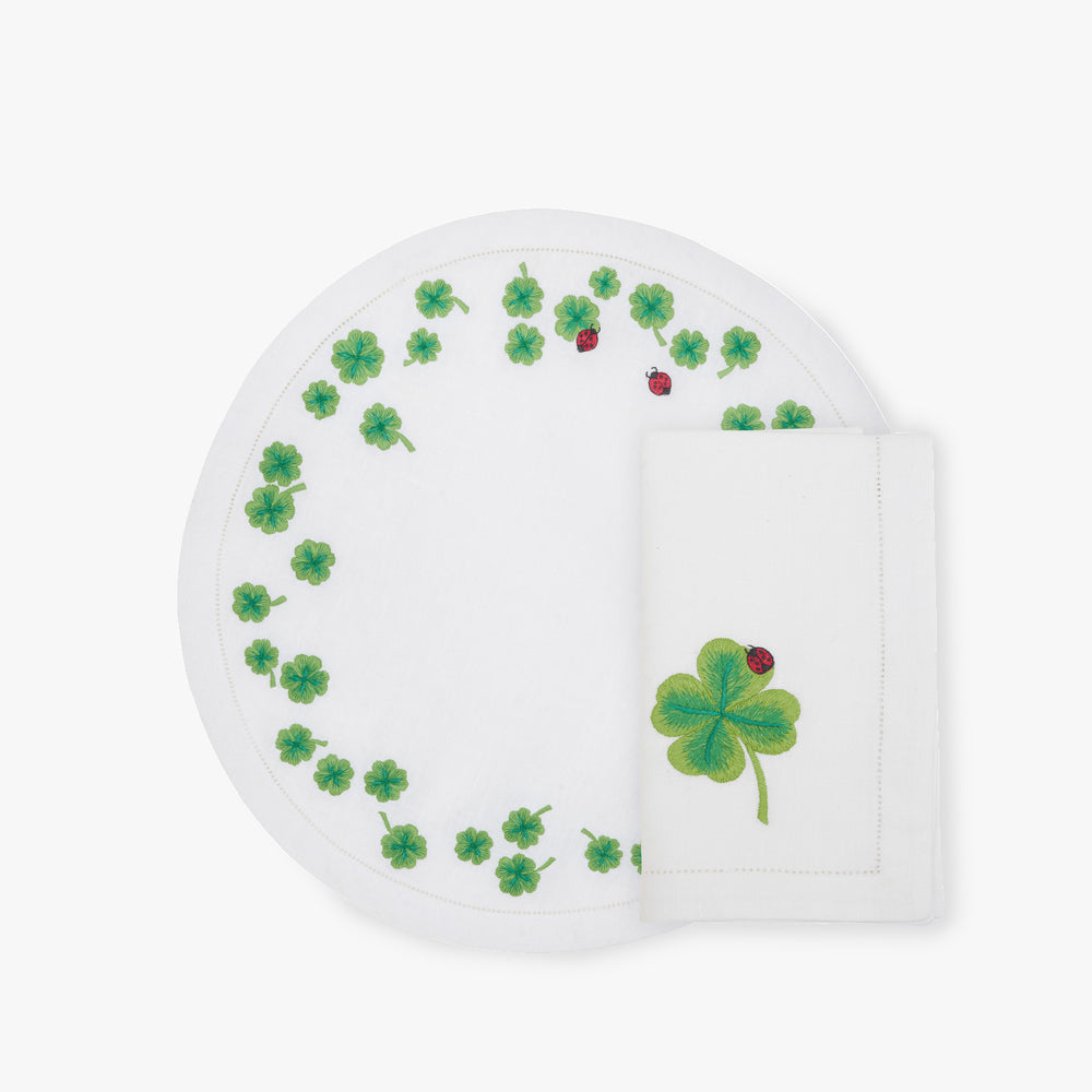 Set de Table Rond Trèfle - Blanc