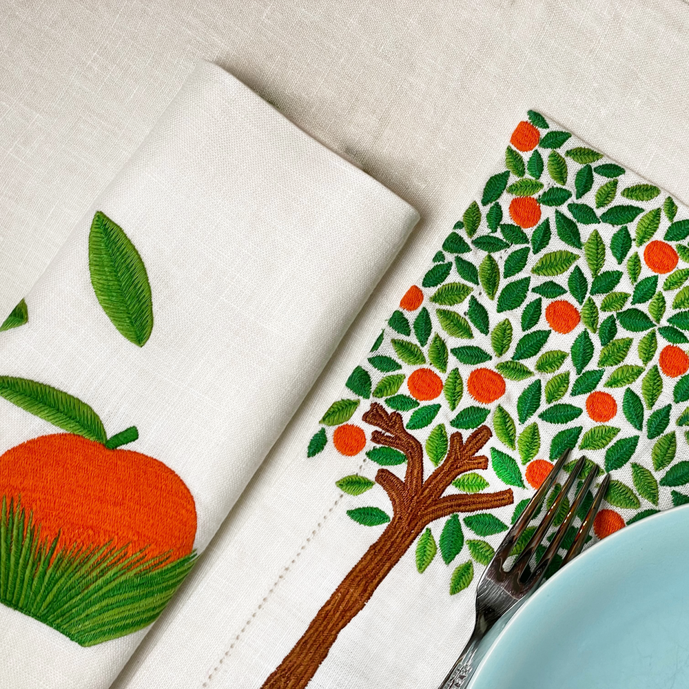 Serviette Oranger - Blanc