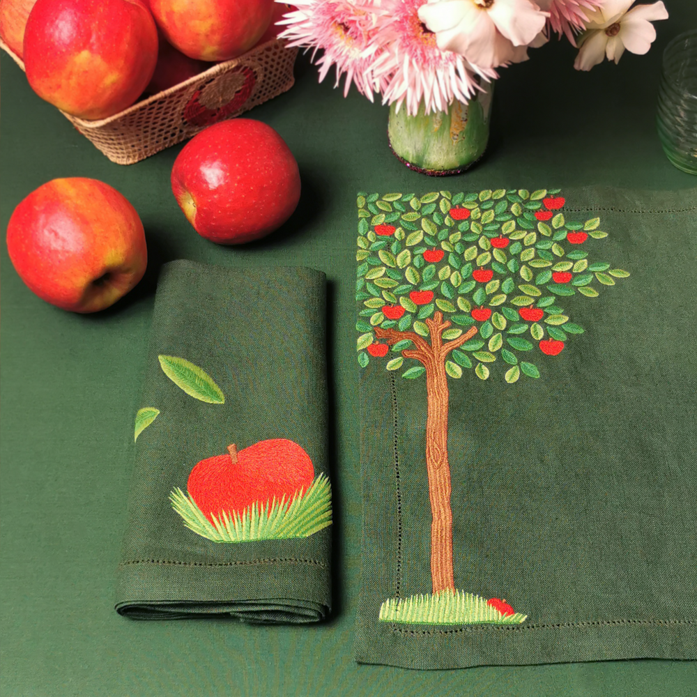 Serviette Pommier - Vert Foncé