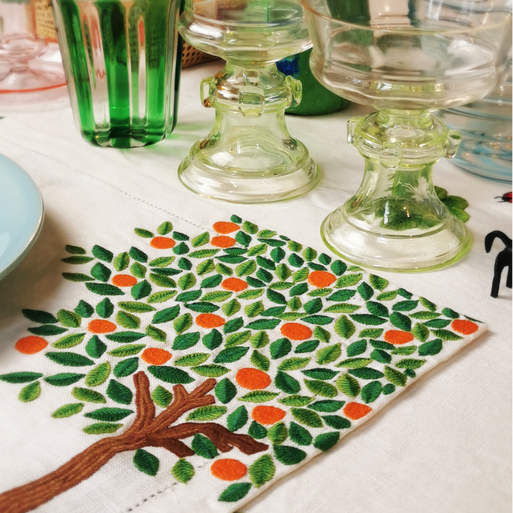 Set de Table Oranger - Blanc