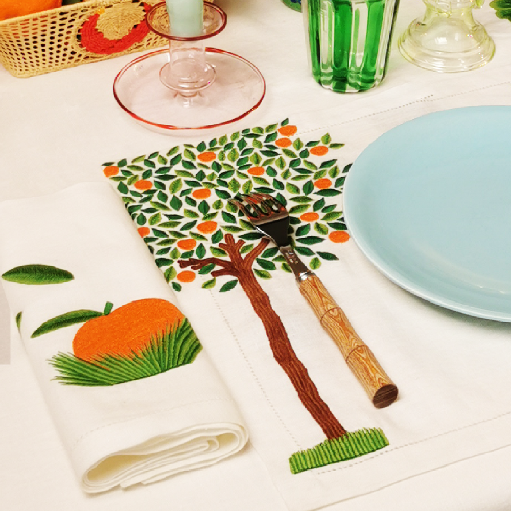 Set de Table Oranger - Blanc