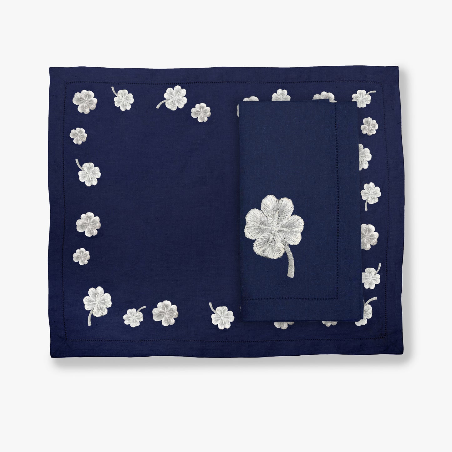 
                  
                    Silver Clovers Placemat - Navy
                  
                