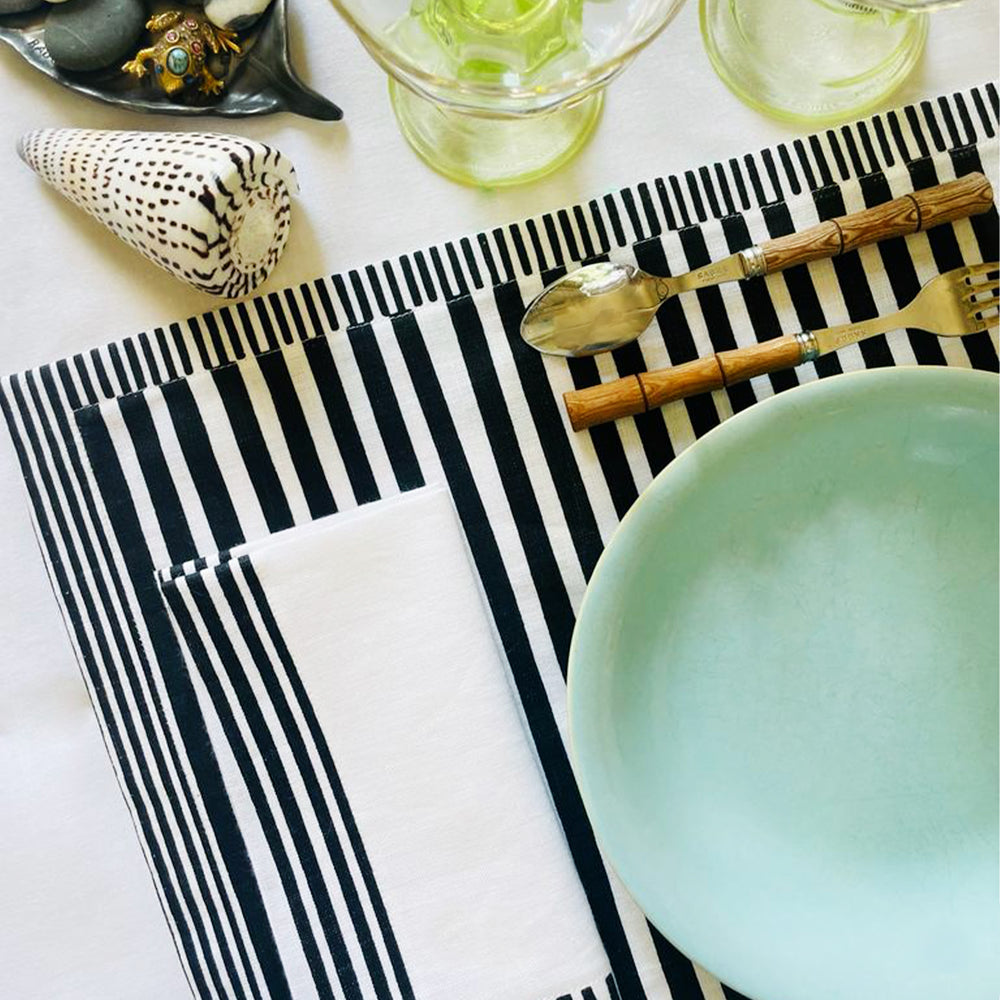 Striped Placemat - Charcoal Black