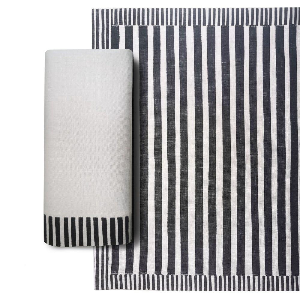 Striped Placemat - Charcoal Black