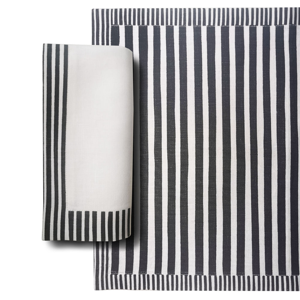 Striped Placemat - Charcoal Black