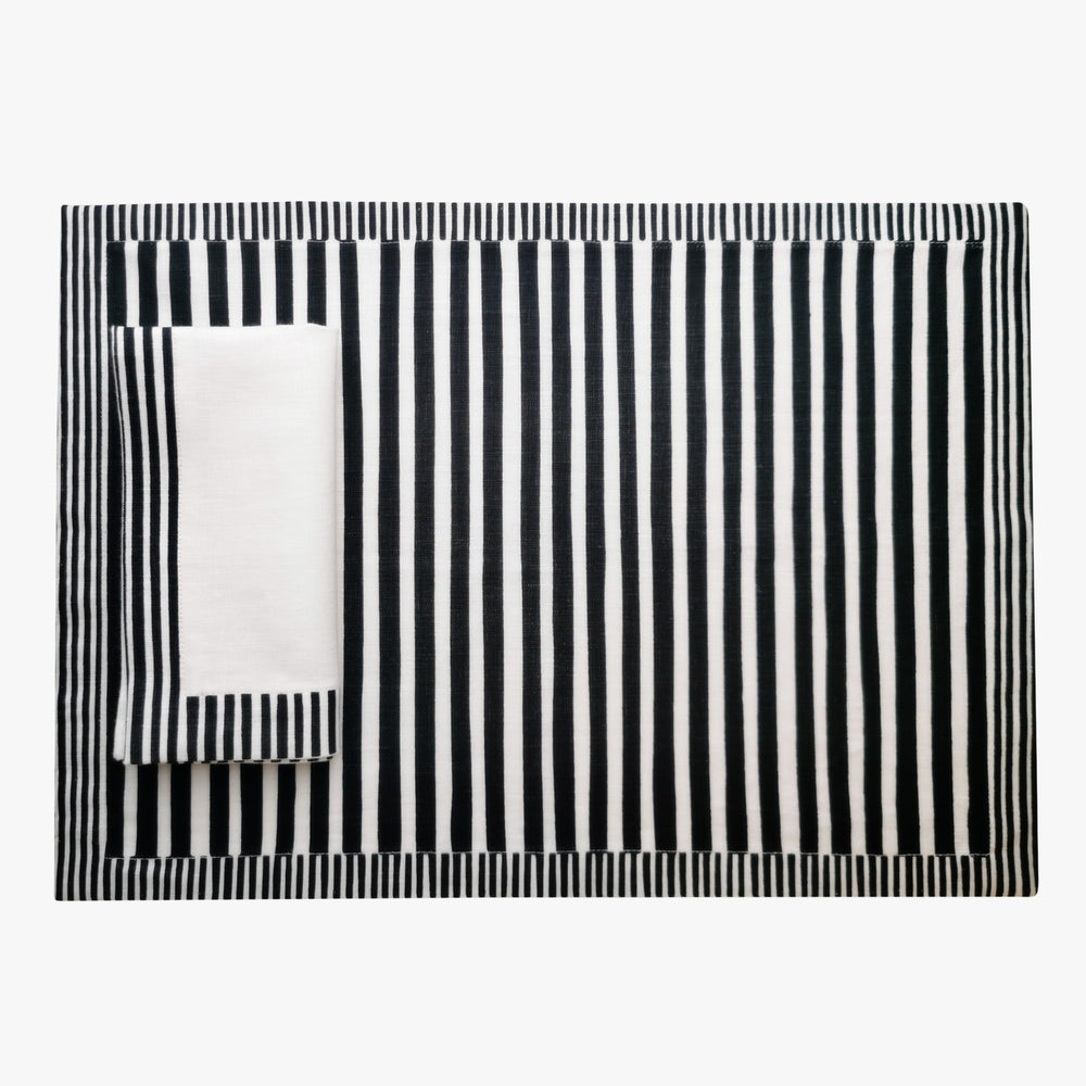 Serviette Rayée - Noire Charbon