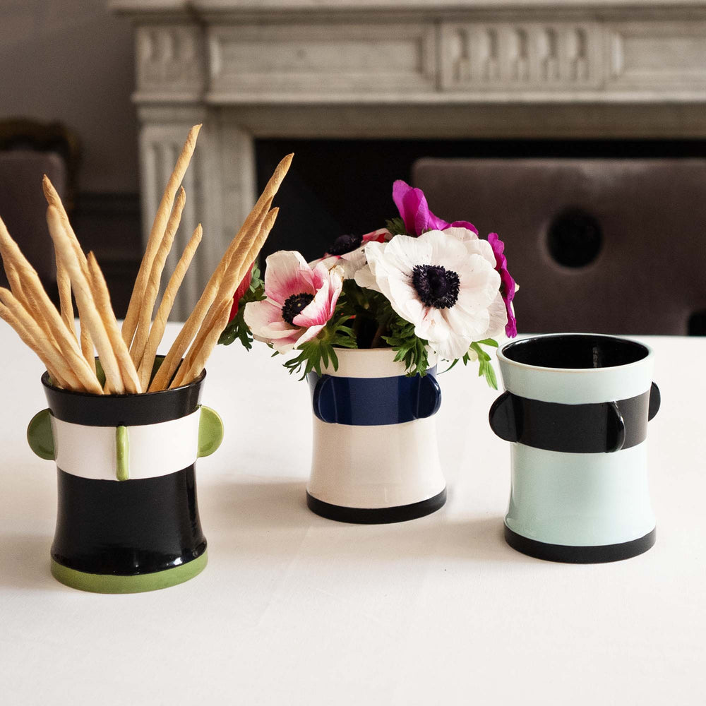Vase de Table Blanc et Bleu