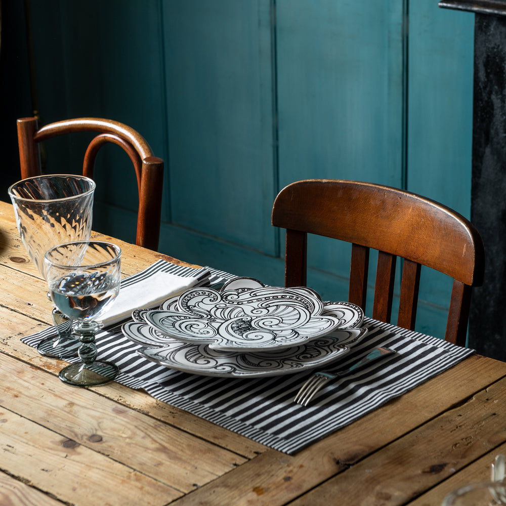 Striped Placemat - Charcoal Black